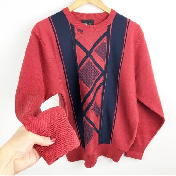 VTG Gabicci Italian Knit Wool Blend Eclectic Grandpa Pullover Sweater Sz Medium - Picture 2 of 16